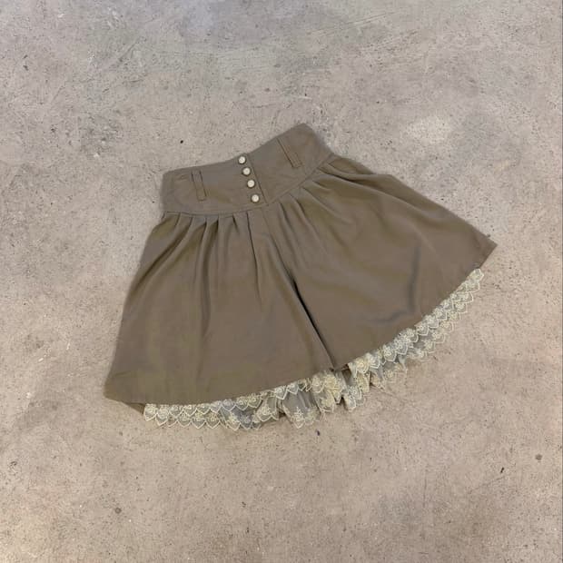 밑단 레이스 스커트 팬츠