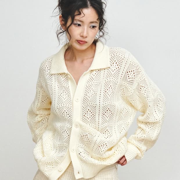 (Plzproject) CROCHET CARDIGAN, IVORY 