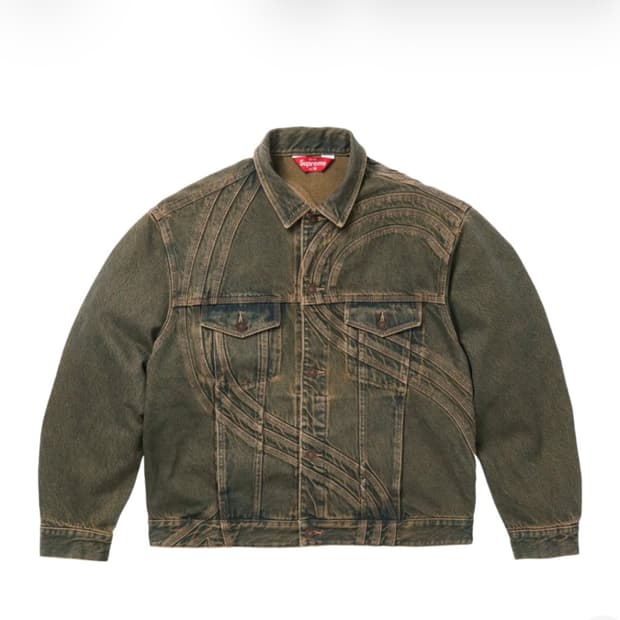슈프림 S 로고 데님 트러커 자켓 더티 L