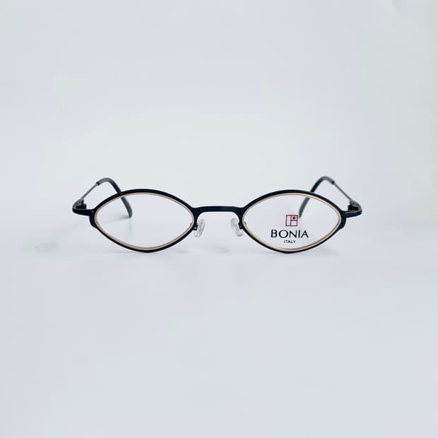 [픽키-715] 보니아 BONIA 빈티지 블랙 오벌 메탈 안경테 데드스탁
