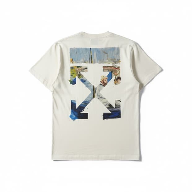 오프화이트 모네 프린트 반팔 티셔츠