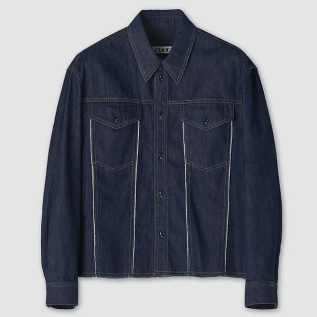 Coor 쿠어 데님 컷오프 셔츠 인디고