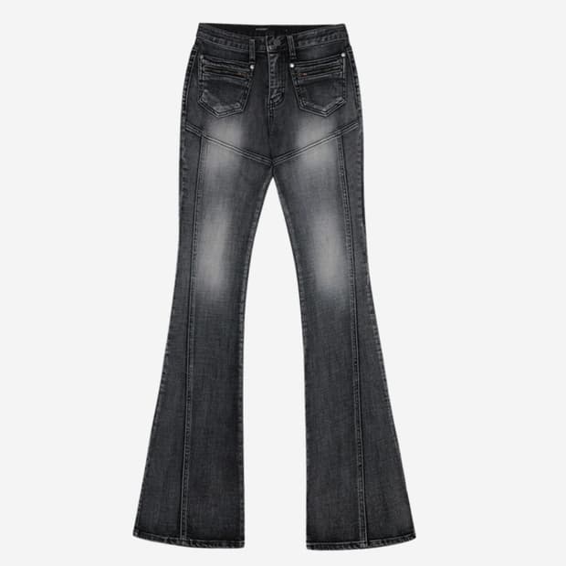 보헤미안서울 프론트 포켓 부츠컷 데님 팬츠 그레이