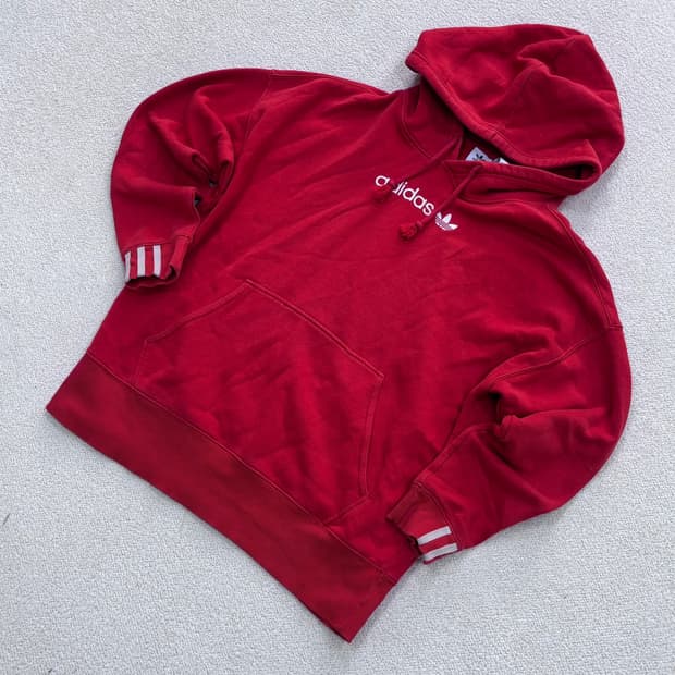 M 아디다스 빈티지 트레포일 후드 티셔츠 0403E