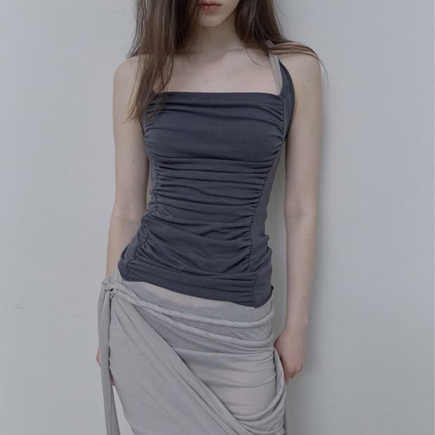 필세 Mixed drape Sleeveless, Navy