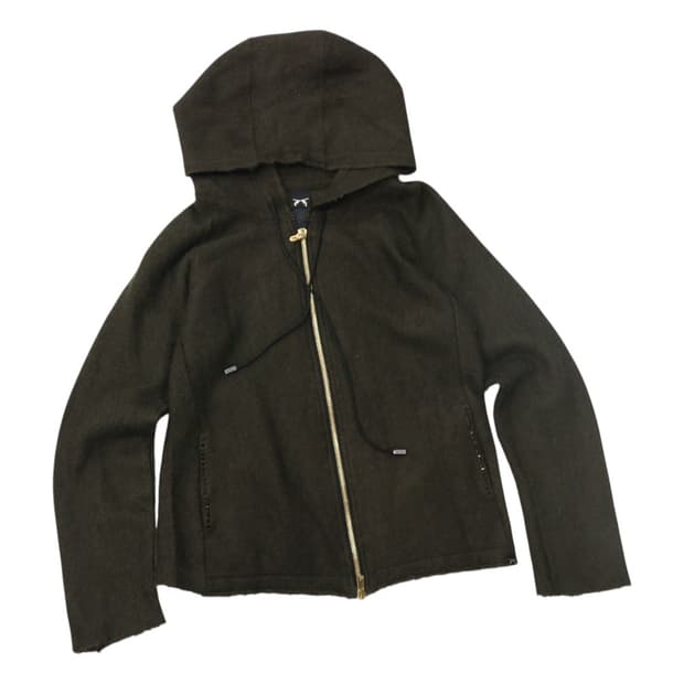 로어 roar 빈티지 앙고라 혼방 다크 브라운 후드 집업 (0)