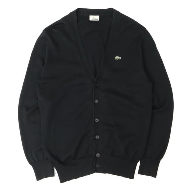 라코스테 블랙 코튼 니트 가디건