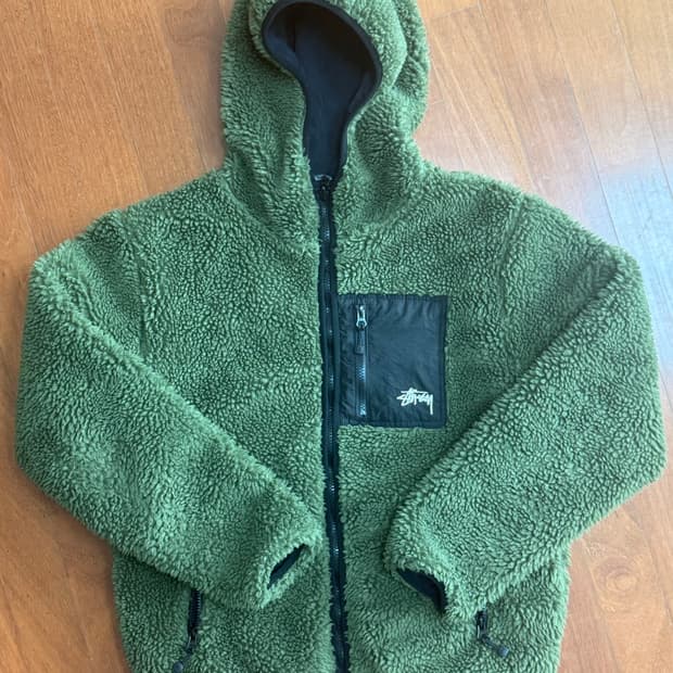 스투시 리버시블 쉐르파 자켓 올리브 (M)