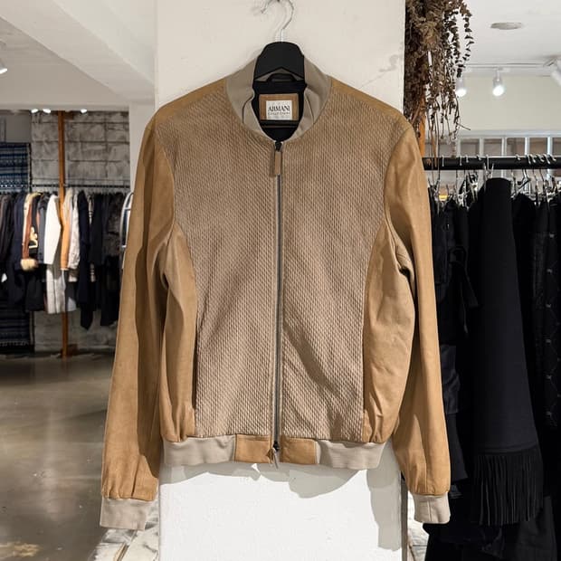 아르마니 꼴레지오니 베이지 램스킨 믹스 봄버 자켓