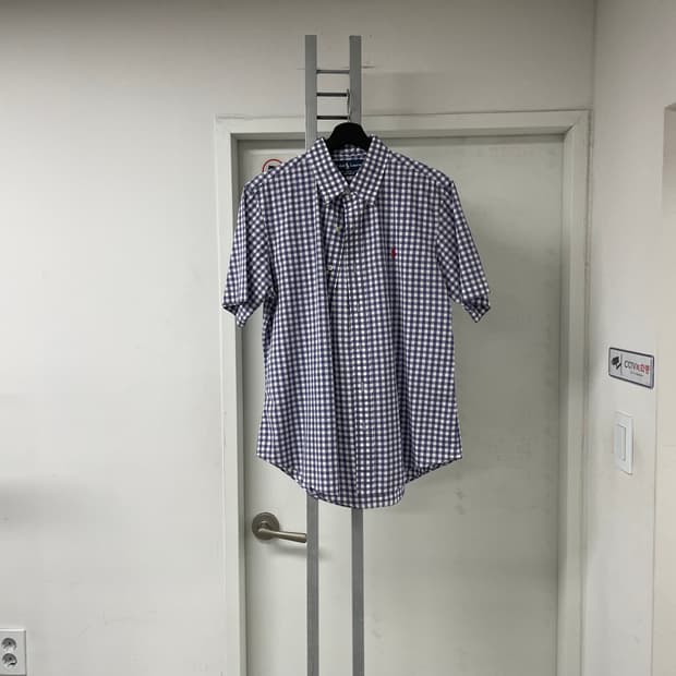 폴로 랄프로렌 깅엄 체크 반팔 셔츠 블루 L(W)