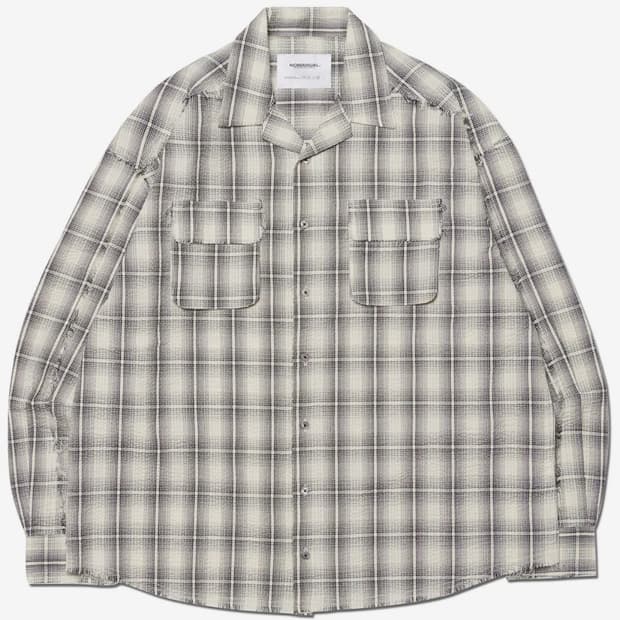 노매뉴얼 체크 셔츠 아이보리 L