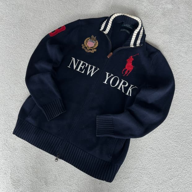 폴로 랄프로렌 치프키프 뉴욕 집업 가디건 네이비 L