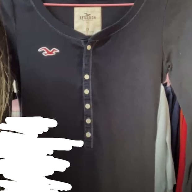 홀리스터 헨리넥 긴팔 티셔츠 네이비