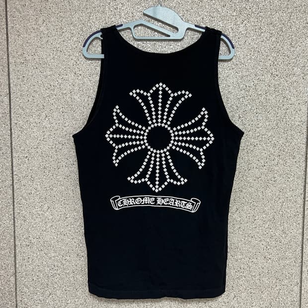 크롬하츠 15SS 크로스 스크롤 로고 슬리브리스 나시 블랙