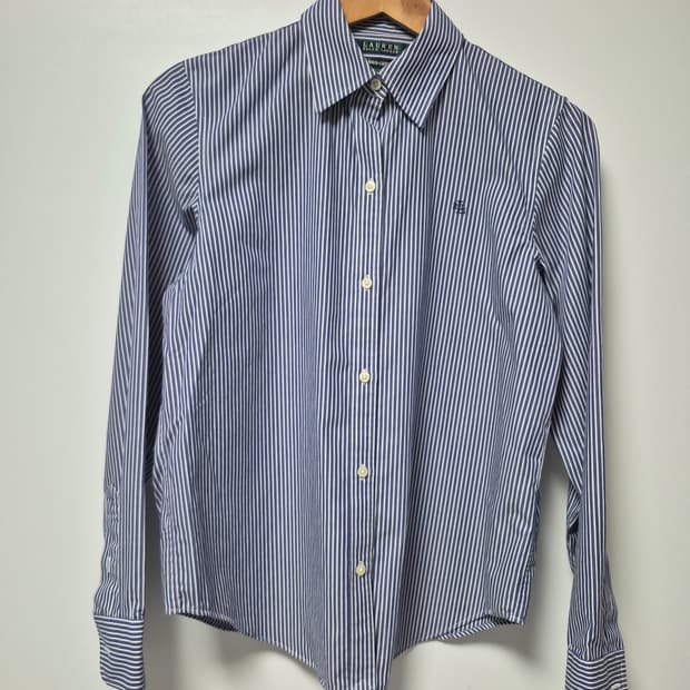 로렌 랄프로렌 블루 스트라이프 코튼 셔츠 여성 90~95사이즈