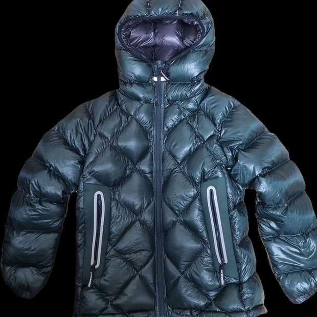 앤드원더 다이아몬드 스티치 다운 후디 그린