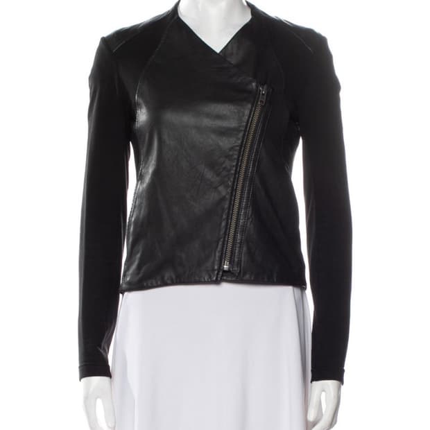 헬무트랭 비대칭 leather biker jacket