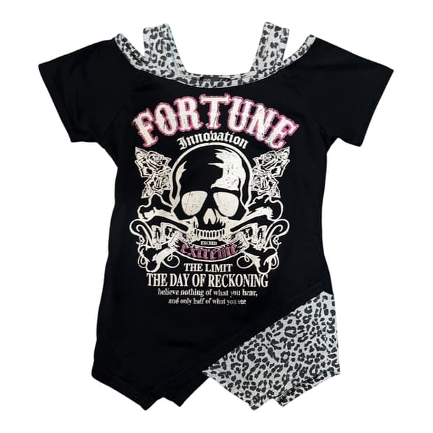 호피 포인트 글리터 프린팅 반팔티 펑크y2k갸루