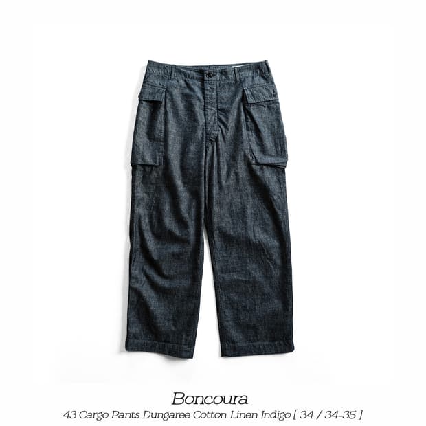 봉쿠라 던가리 코튼린넨 인디고 카고팬츠 34사이즈 Boncoura 본쿠라