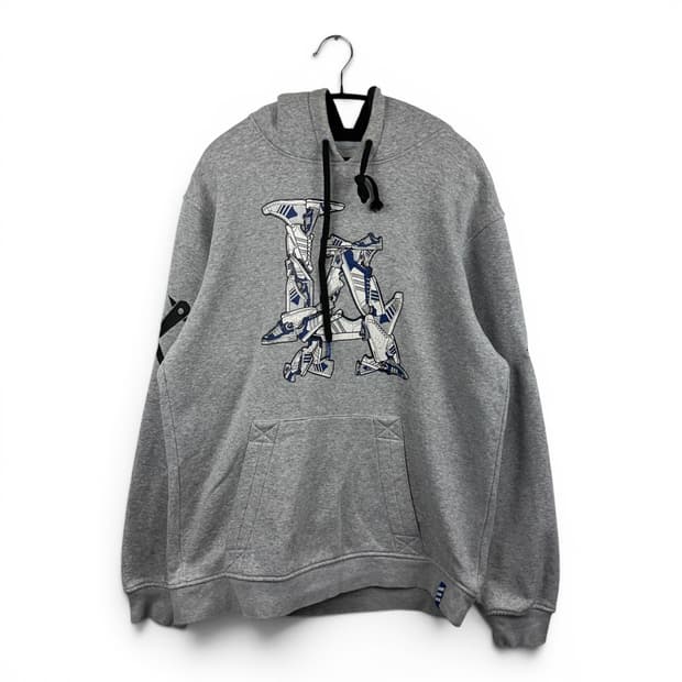 (100) 아디다스 올드스쿨 LA 후드 티 그레이