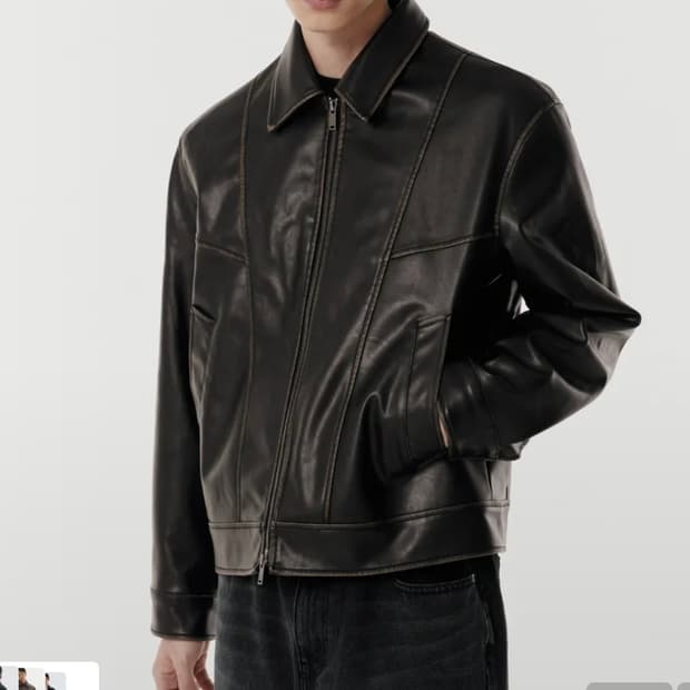 무신사 스탠다드 XL 페이디드 신세틱 레더 싱글 재킷 [블랙]