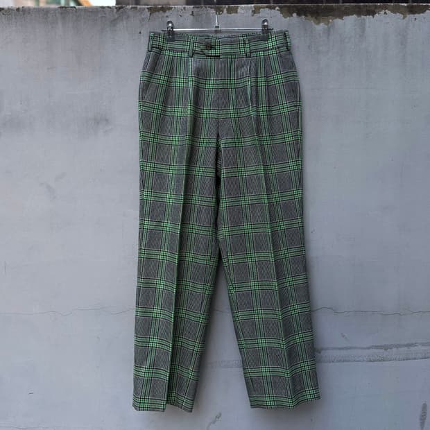 일본빈티지 체크 울 슬랙스