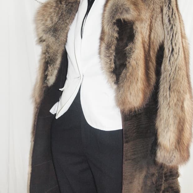 rare* 디올 존갈리아노 아트피스 패치워크 피셔 퍼 오버코트