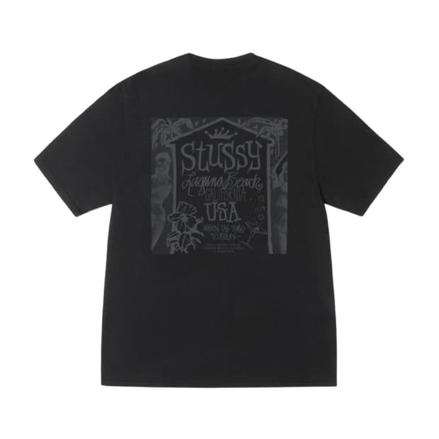 스투시 비치 하우스 피그먼트 다이드 티셔츠 블랙