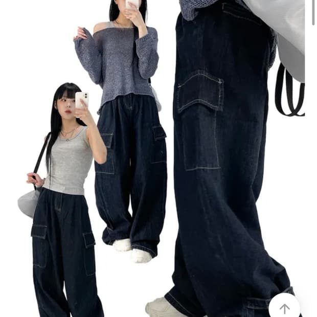 아쿠비클럽 snap indigo cargo denim pants