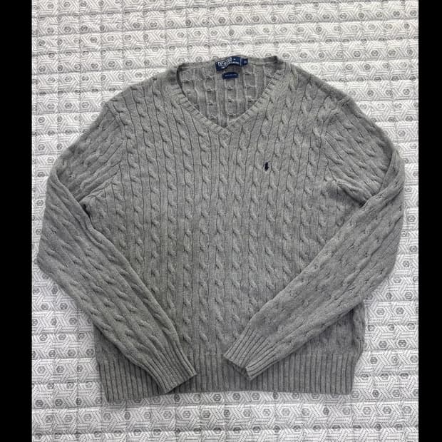 폴로 랄프로렌 케이블 니트 XL 회색