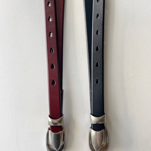 2cm 소가죽 빈티지 실버팁 벨트 (2color)