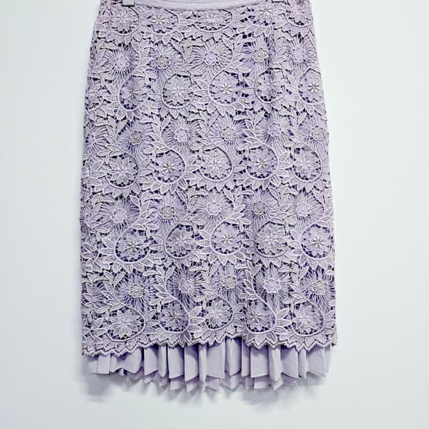 오즈세컨 레이스 스커트 퍼플 프릴 장식