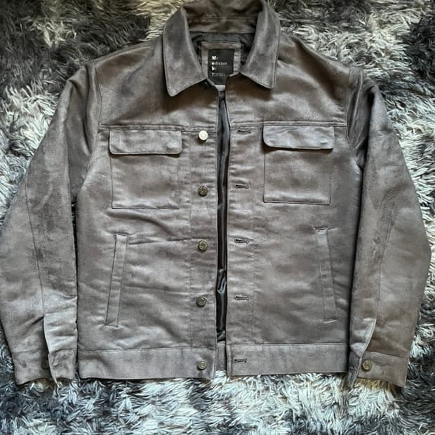 탑텐 그레이 스웨이드 자켓