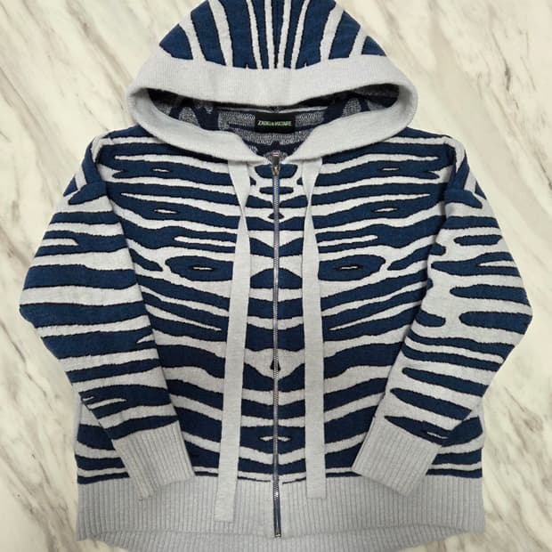 자딕앤볼테르 여성 지브라패턴 니트 후드집업