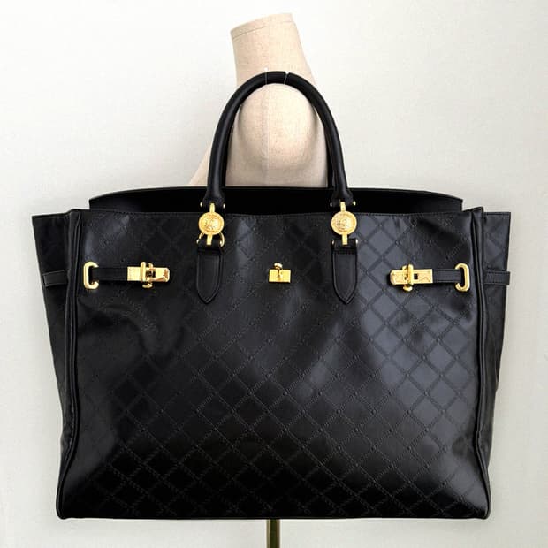 베르사체 빈티지 골드 금장 락 버킨백 50 토트 여행가방