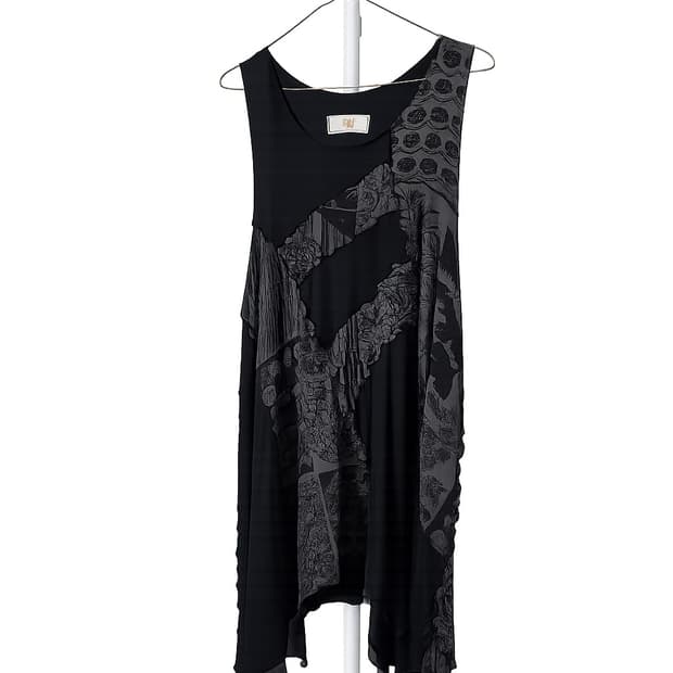 에스닉 패치워크 언발 튜닉 원피스