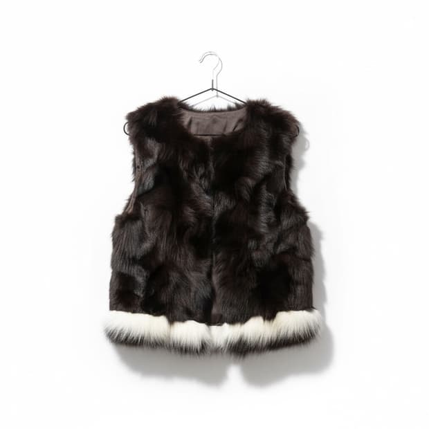 브라운 여우털 조끼 55