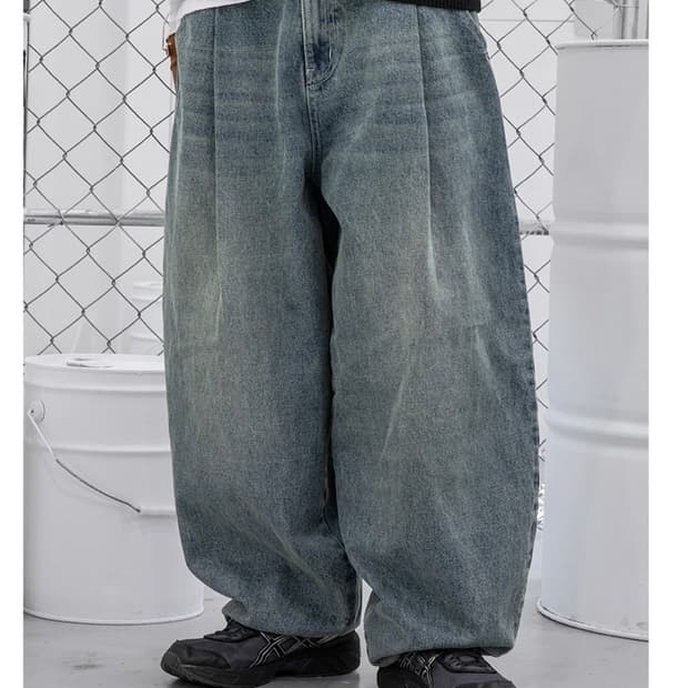 엑스톤즈 빅 와이드 벌룬 데님 팬츠 (BLUE)