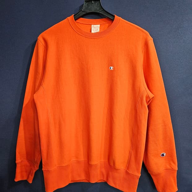 챔피온 오렌지컬러 남성 110 기모 맨투맨 