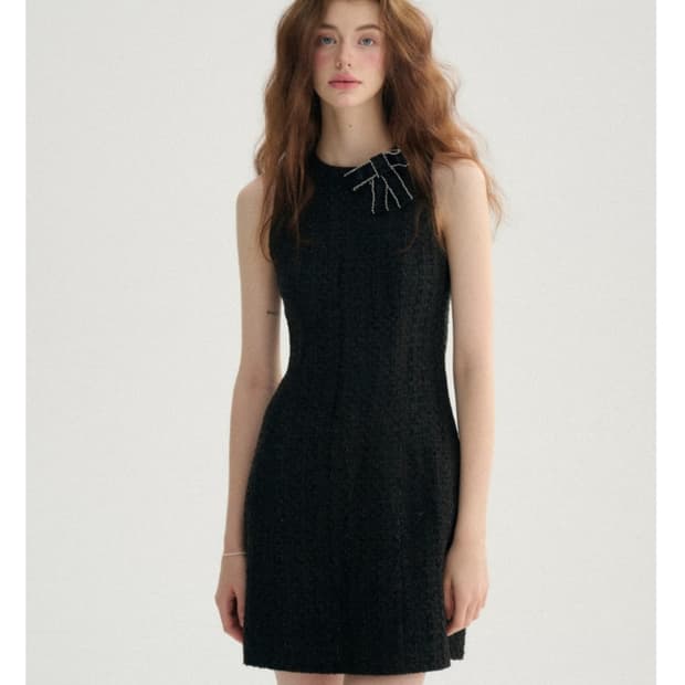 Sincethen 신스덴 슬리브리스 트위드 미니 원피스