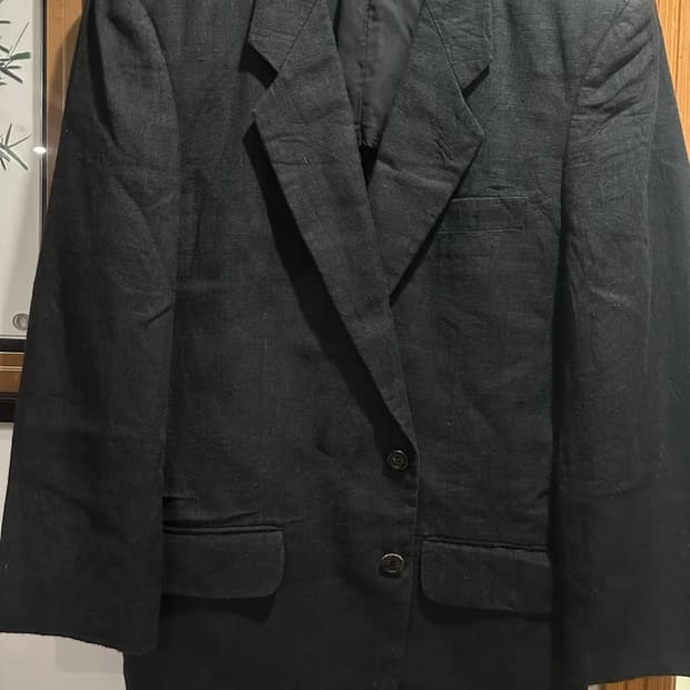 00s 꼼데가르송 블랙 린넨 2버튼 자켓