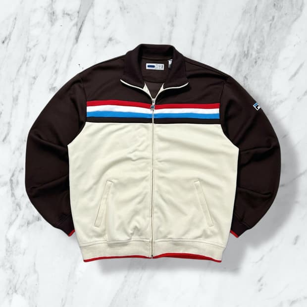 휠라 브라운 베이지 트레이닝 트랙탑 져지