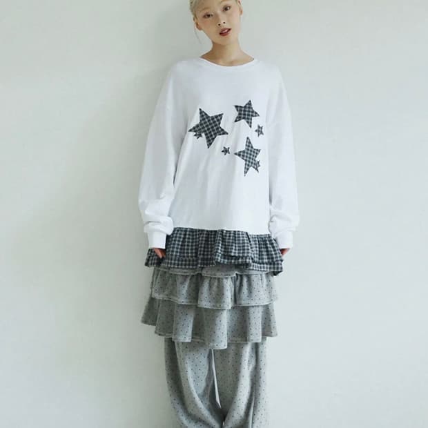 어글리쉐도우 도트 캉캉 미디 스커트 팬츠