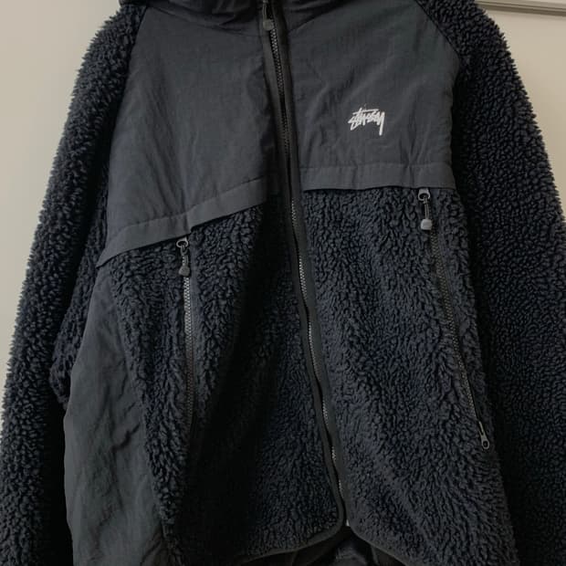 스투시 쉐르파 패널드 후드 자켓 블랙 xl