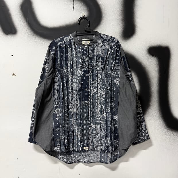 VTG 빈티지 리메이크 페이즐리 패턴 그런지 차이나카라 셔츠