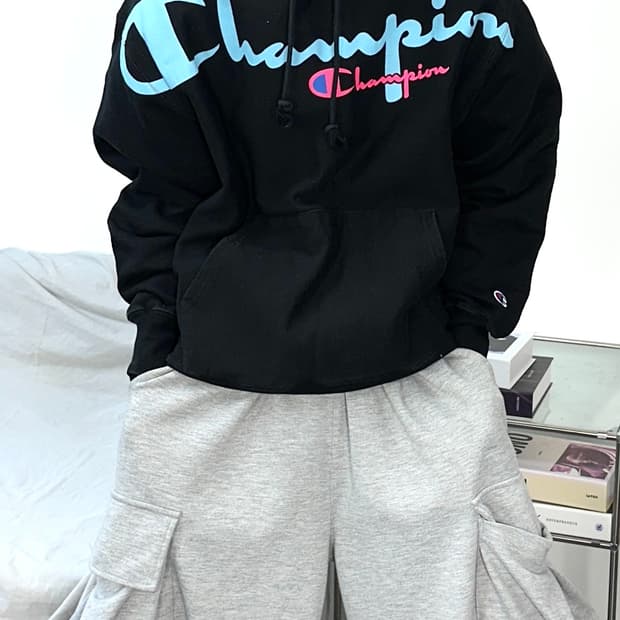 챔피온 리버스위브 빅로고 후드티