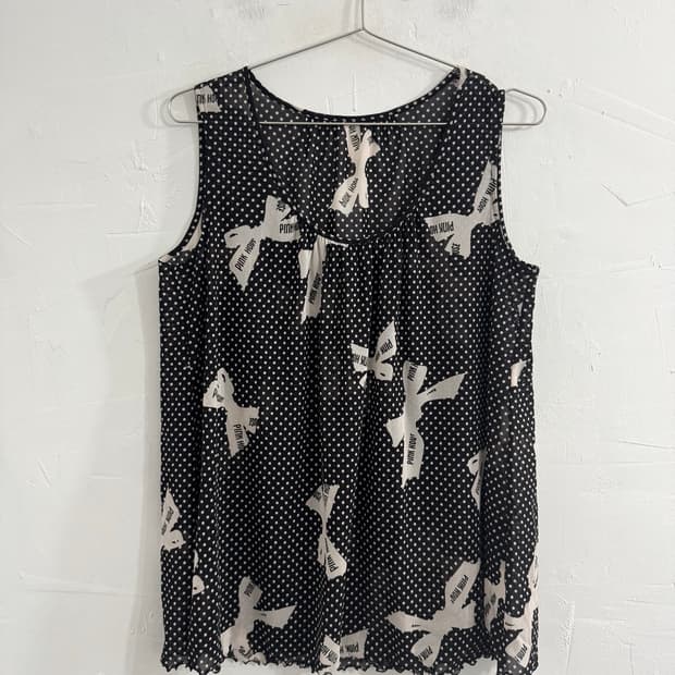 pink house dot sleeveless