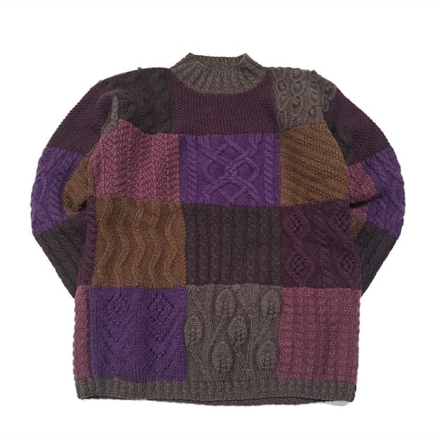 CLO7O S/M 엘엘빈 멀티 블록 크레이지 패턴 패치워크 니트