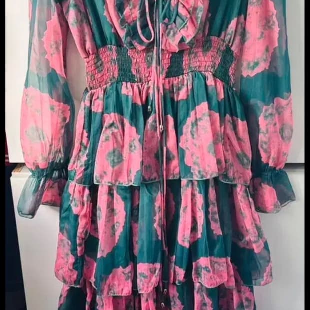 플라워 패턴 롱 원피스 쉬폰 캉캉 원피스