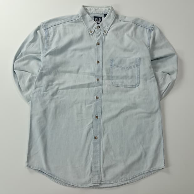 CK450 L 갭 90s 미국판 연청 데님 셔츠 남방